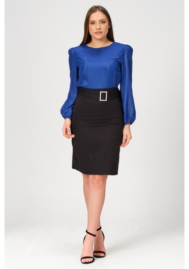 Shahiqa Kadın Çift Renkli Şık Ofis Elbise