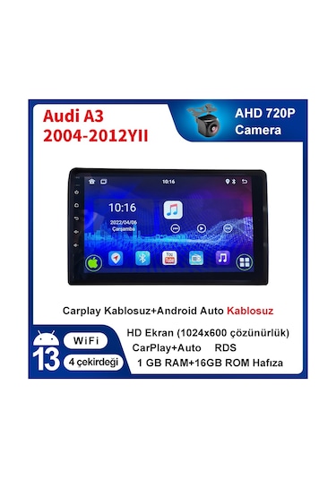 Audi A3 2004-2012yıl 2gb Ram 32gb Hafıza Android Carplay Araç Mul