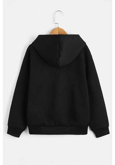 Ny Baskılı Erkek - Kız Çocuk Rahat Kalıp Sweatshirt Siyah