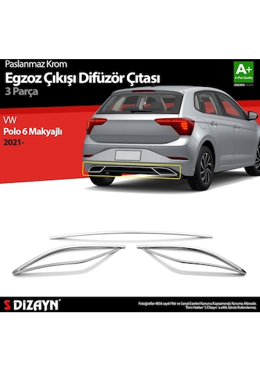 S-Dizayn  Volkswagen Polo 6 Hb Makyajlı Krom Egzoz Çıkışı Difüzör 2021 Üzeri