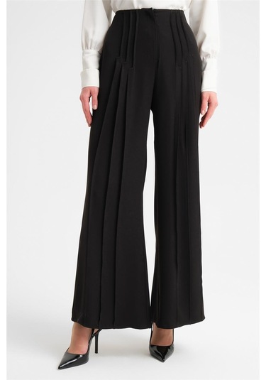 Armine Çift Nervürlü Saten Pantolon 24y2616 Siyah-siyah Siyah