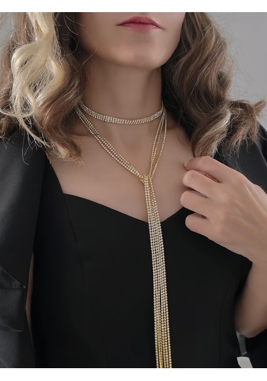 Altın Kaplama Üç Sıralı Su Yolu Şal Model Kolye Altın