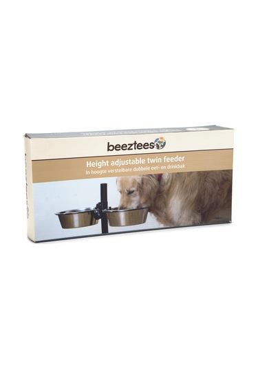 Beeztees Köpek İkili Mama Su Kabı, Ayaklı, Paslamaz Çelik, 28cm, 2x4,5l
