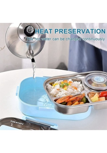 Ulzyvf Yemek Termos Seti Pembe Paslanmaz Çelik Bölmeli 304 1.5l Yemek Kabı Mürdüm