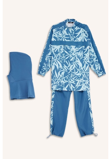 DeFacto Regular Fit Su İtici 3'lü Desenli Burkini Tesettür Mayo Takım E7996AX25HSBE376 DeFacto Regular Fit Su İtici 3'lü Desenli Burkini Tesettür Mayo Takım E7996AX25HSBE376