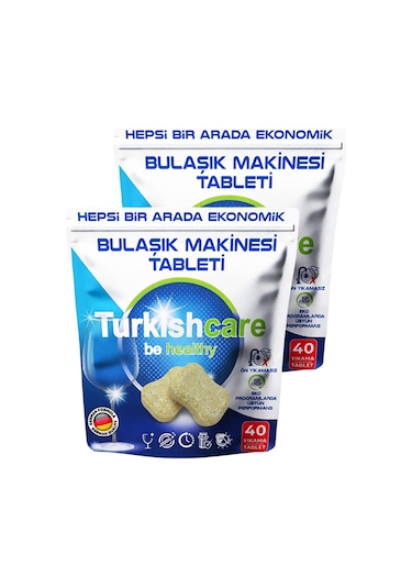 Turkishcare 2 Paket Premium Ekonomik Bulaşık Deterjanı 80 Tablet