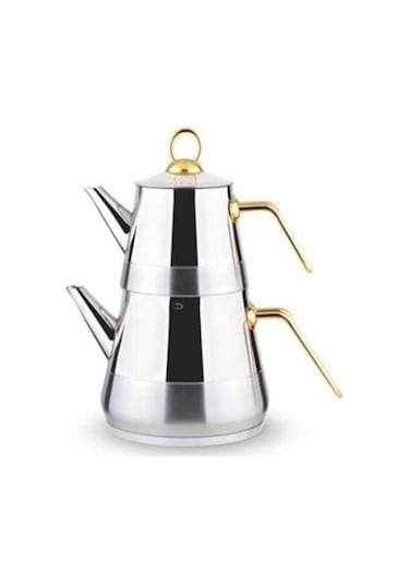 Lines Piramit Gold Aile Boy Çaydanlık Altın