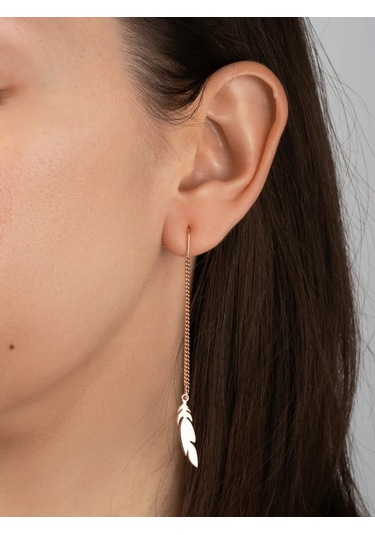 Vladlena Uzun Küpe Gümüş 925 Altın Kaplama Tüylü Çıkartmalar 287353416 Altın