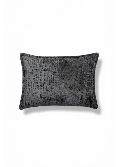 Kırlent İthal Kadife Kumaş 3'lü Set - Yumuşak Dokulu Dekoratif Özel Tasarım Kırlent Kılıfı Koyu Gri