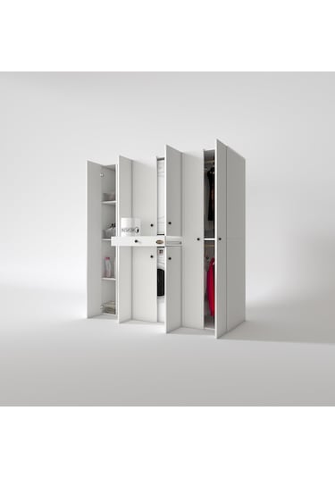 Kenzlife Çamaşır-Kurutma Makinesi Dolabı Ve Giysi Dolabı Çekmeceli Ebuzer Sol Raf Byz 187 160 60 % 100 Full Mdf Çok Renkli