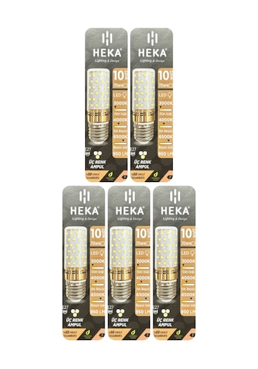 5 Adet Heka 10w 70w Sarı-günışığı-beyaz E27 Duylu Üç Renkli Led Mısır Ampul