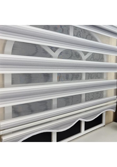 Storburada Gri Renk Geçişli Zebra Stor Perde Etek Dilimli Gri
