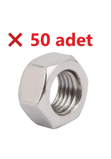 Paslanmaz Krom Somun. M10. 50 Adet. 10mm.
