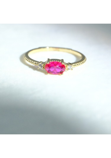 Oval Kesim Yakut Taşı Yan Zirkon Taşlı Modern Tasarım 925 Ayar Gümüş Yüzük Tektaş Günlük-hediyelik