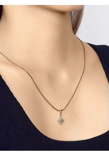 Lair Doğal Zümrütlü Gümüş Üzerine Kaplamalı Yüzük 37759934 Yeşil