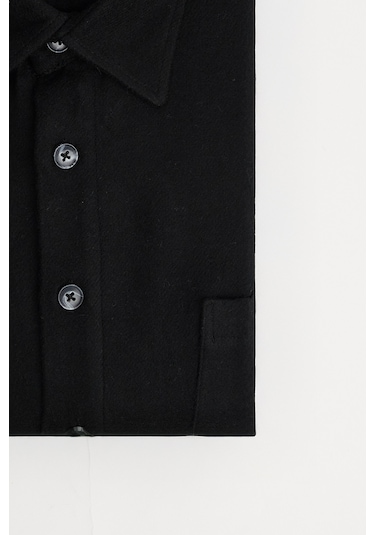 Erkek Big Size Büyük Beden Oduncu Tek Cepli Kareli Siyah Kışlık Gömlek-32215 Siyah