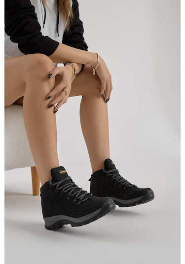 Rahat Kalıp Bağcıklı Unisex Siyah Trekking Bot V2rts-0 Siyah