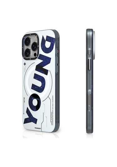 İphone Uyumlu 16 Pro Max Kılıf Magsafe Şarj Özellikli Airbagli Çift Katmanlı Youngkit Future Serisi Mavi