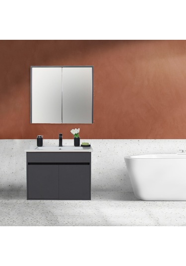 Sözcan Mobilya Dicle Tk. Asma Alt + Üst + Lavabo Antrasit 65 CM