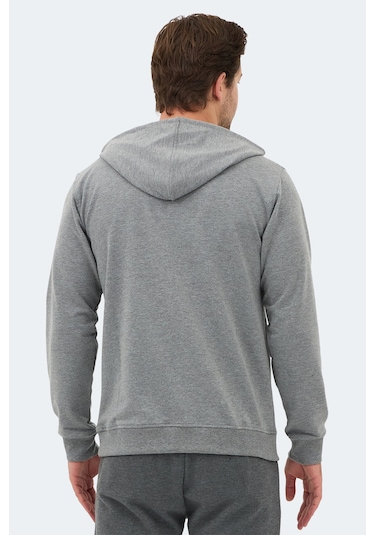 Slazenger Ozzy In Erkek Kanguru Cepli Kapüşonlu Gri Sweatshırt Gri