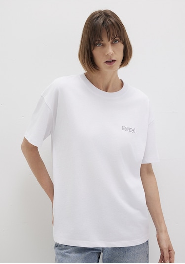 Mavi - Mavi Logo Baskılı Beyaz Tişört 1611309-620 Beyaz