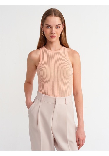 Dilvin Bisiklet Yaka Triko Atlet Şeftali