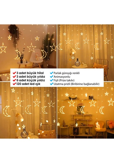 Upway Hilal Yıldız 120 Led İç Ve Dış Mekan 3x1m Dekoratif Aydınlatma Sarı