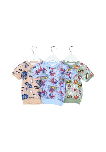 Little Forest Erkek Çocuklar İçin Pamuklu Kısa Kollu Takımı 3 Parça 460750157 Bej