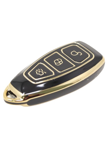 Ford Kuga Mondeo Smax Cmax Focus Fiesta Ecosport 3 Buton Nano Anahtar Kılıfı Siyah-gold