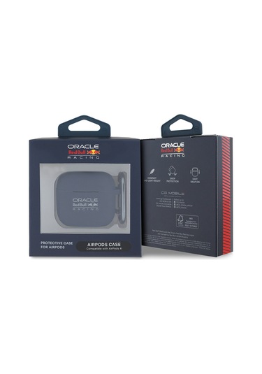 Airpods Uyumlu 4 Kılıf Redbull Lisanslı Baskı Logolu Askı Aparatlı Silikon Kapak Lacivert