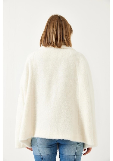Shade Kadın Çift Cepli Oversize Peluş Mont 1611 60261097 - Ekru