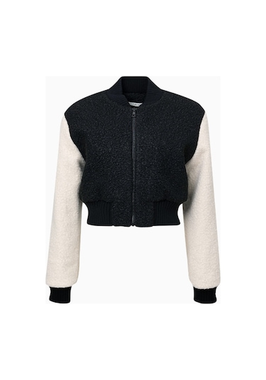 Alice And Olivia Felisa Kısa Varsity Ceket Siyah