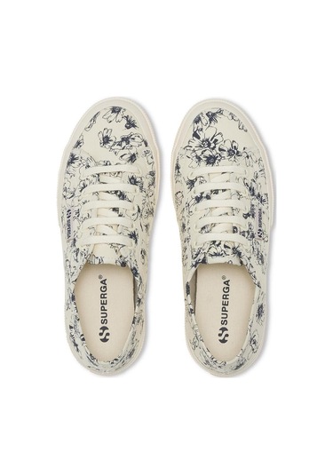 Superga 2750 Sketched Flowers Kadın Bej Sneaker