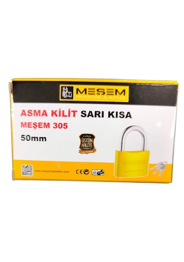 Meşem Asma Kilit Sarı Kısa 50 Mm