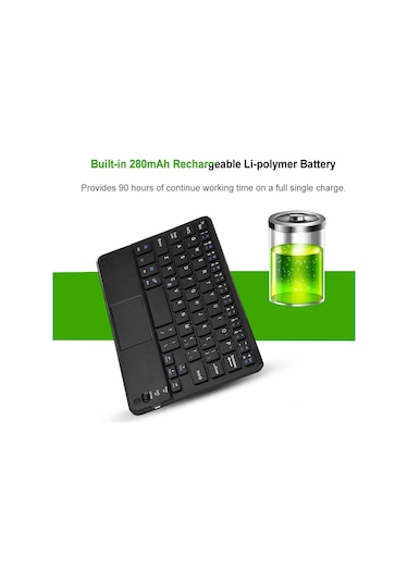 Shineyee Ultra İnce Dokunmatik Panel 7 İnç Bluetooth Klavye - Android/windows/ios Uyumlu, 90 Saat Çalışma Süresi, Taşınabilir Tasarım