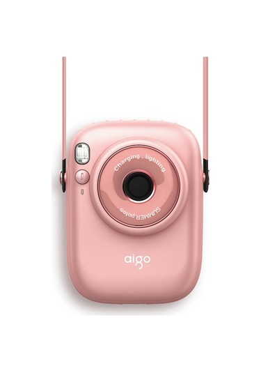 Yunboo Aigo Agf-05 Taşınabilir Boyun Fanı - 3 Kademeli Ayarlanabilir Rüzgar, 1800mah Pil Ve Led Işık Pembe Pembe Pembe