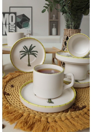 Keramika Palmiye Stackable Çay Takımı 12 Parça 6 Kişilik 22642 Çok Renkli