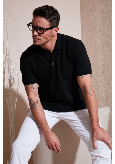 Buratti Pamuklu Regular Fit Düğmeli Erkek Polo Yaka T Shirt 5902127 Siyah
