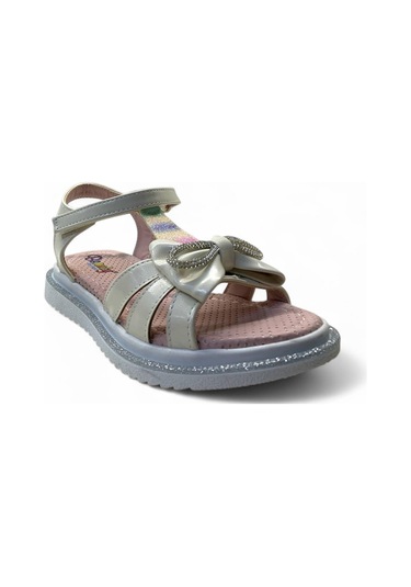 516 Kız Çocuk Taşlı Sandalet Krem