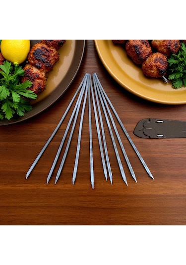 20 Adet Kuşbaşı Şişi 55 Cm ,et Mangal Yassı Şiş,barbekü Şişi