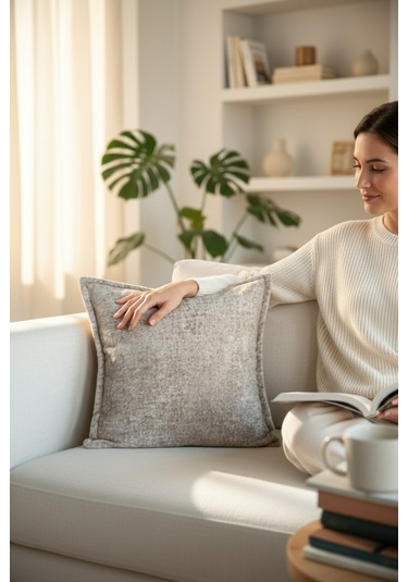 Kırlent İthal Kadife Kumaş 3'lü Set - Yumuşak Dokulu Dekoratif Özel Tasarım Kırlent Kılıfı Krem