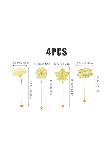 Adet Zincirli Metal Ayraç, Lotus Ginkgo Yapraklı Ayraç