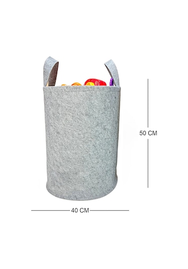 Deniz Kızı Desenli Bebek Çocuk Odası Düzenleyici Saklama Kutusu Oyuncak Kirli Sepeti 50x40 Cm Gri