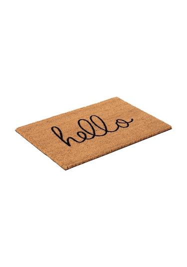 Coco Hello El Yazısı Kıl Kapı Önü Paspası 40x60 3681 Natural