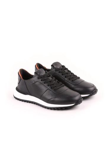 Libero 5144 Siyah Hakiki Deri Erkek Günlük Casual Deri Sneaker Siyah