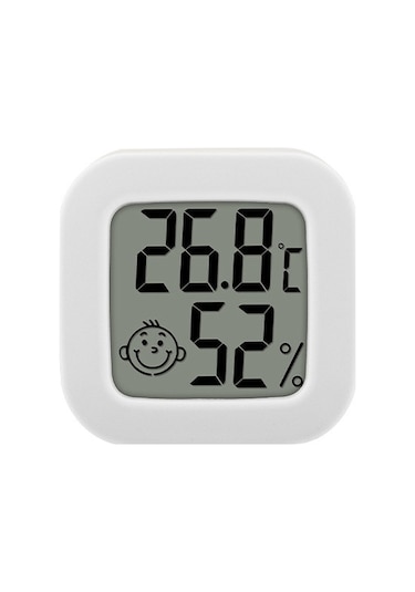 Jzcat Mini Gülen Yüz Elektronik Termohigrometre-beyaz