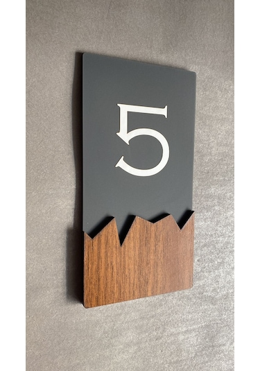 Wooden Serisi Dikey Kapı Numarası