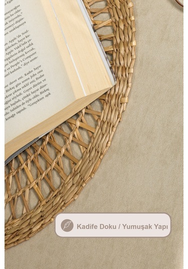 Elart Soft Kadife Masa Örtüsü Dikdörtgen 150x220 Cm Taş Taş