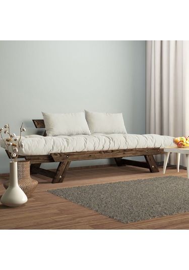 Woodesk Adalar Masif Ceviz-kırık Beyaz Renk 2li Kanepe Cpt8128-21