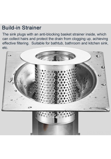 Yaozixa Paslanmaz Çelik Evrensel Lavabo Tıkacı - 2'li Fonksiyonlu Anti-tıkanıklık Filtreli Gümüş